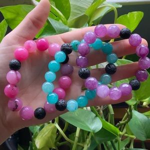 Set of 3  stone-lava bead diffuser bracelets